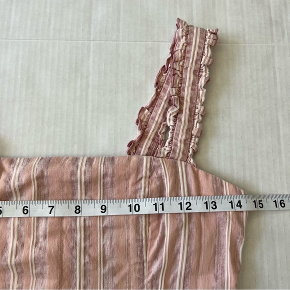 Alexis  Linen Blend The Brandy Mini Dress Ruffle Hem in Rose Stripe SZ XS - Picture 14 of 16